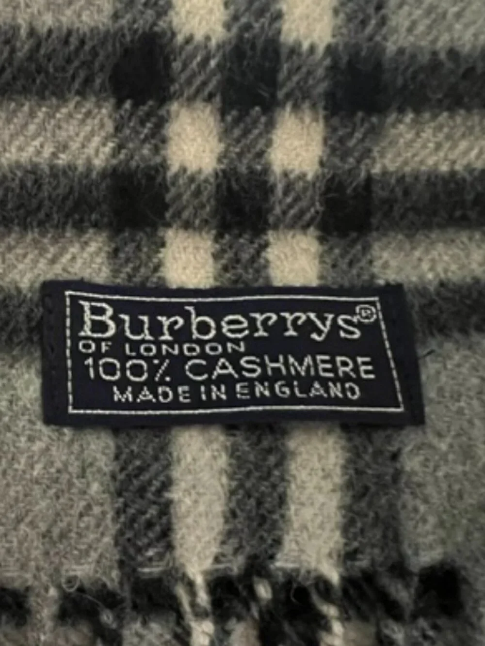 Vintage Burberrys Charcoal Gray Nova Check 100% Cashmere Scarf  Authentic vintag